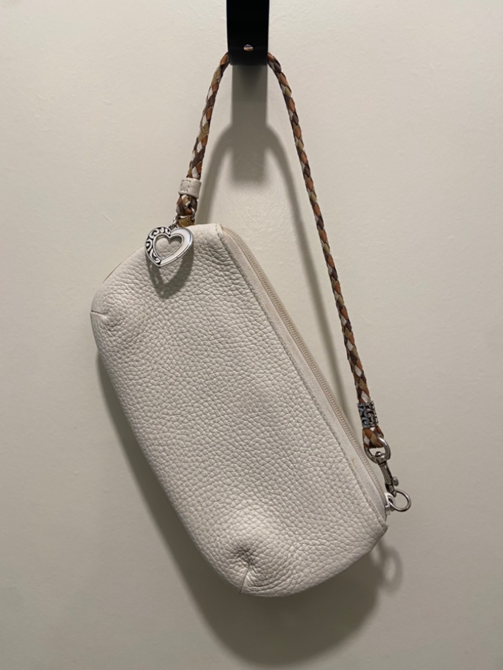 Brighton White Leather 2 pocket Wristlet